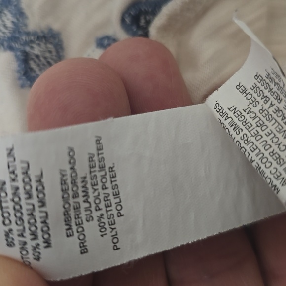 Lucky Brand 3/4 Sleeve Embroidered Top T-Shirt Tribal Boho Cream Size XL - Picture 8 of 8